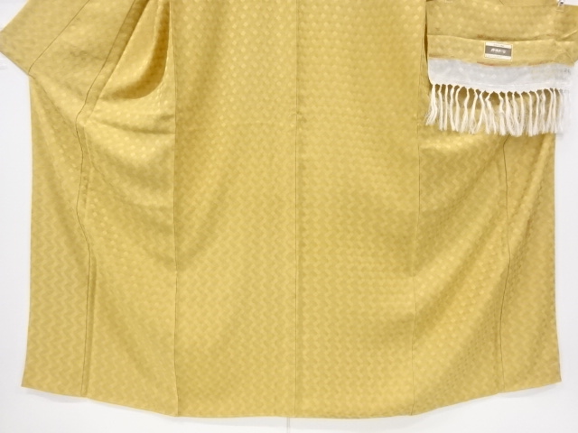  未使用品　仕立て上がり　龍村晋謹製　斜め格子模様織り出し色無地着物(あぜくら)